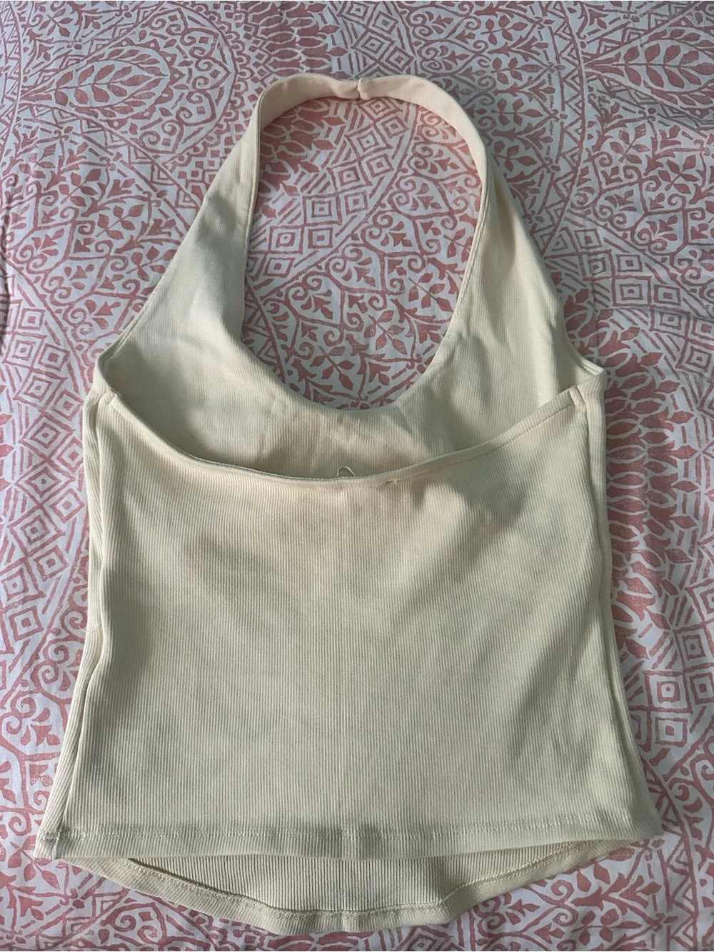 Zara Ribbed Halter Tank Top - light yellow